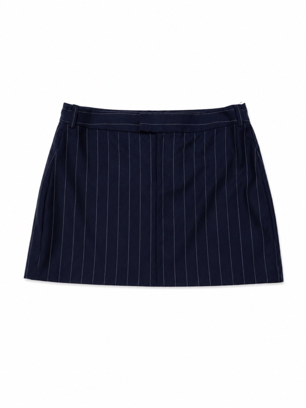 SUISTUDIO,WOMEN,DARK BLUE PIN STRIP SHORT SKIRT.